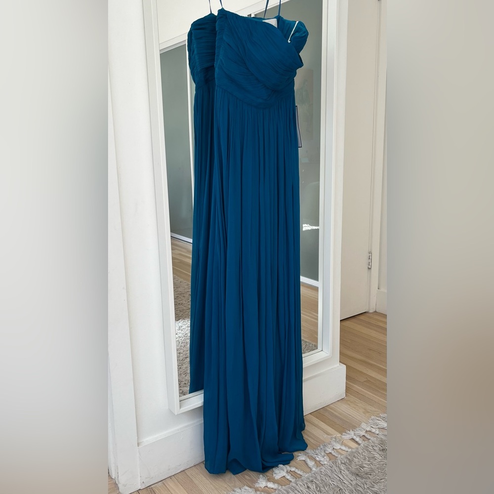 STUNNING NWT J Crew Matisse Blue silk chiffon strapless gown size 0 - Picture 3 of 15